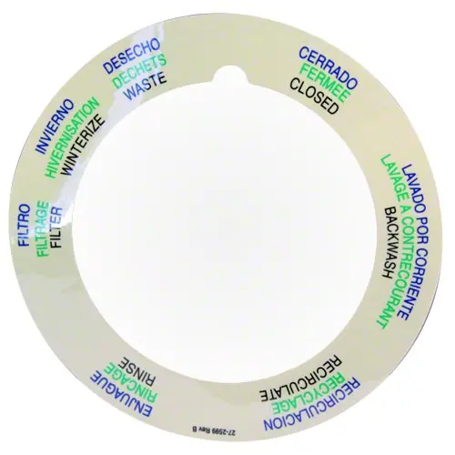 Pentair Top Mount Valve Label 272599 1