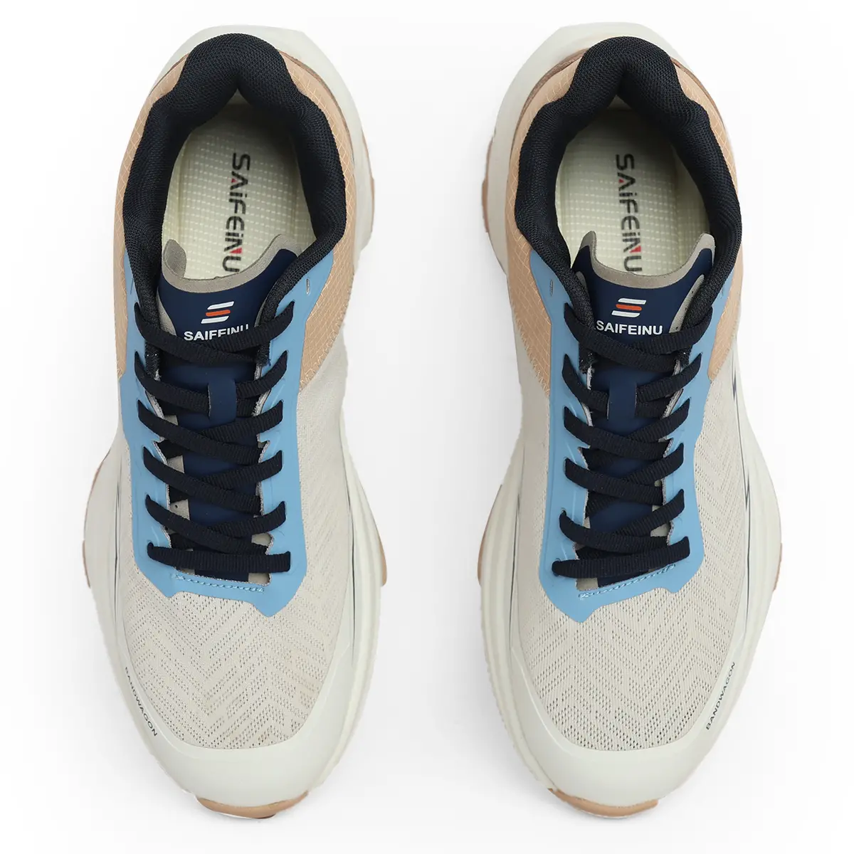 Saifeinu - Men's Flex Run Comfort Shoes – White & Blue 3