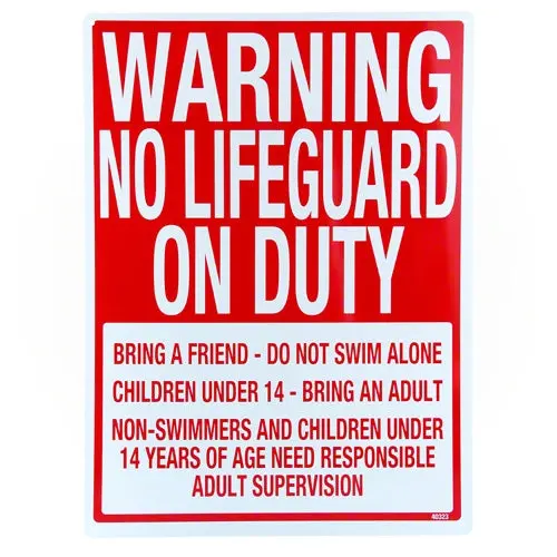 Poolmaster Warning: No Lifeguard On Duty Sign 40323 1