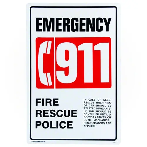 Poolmaster Emergency 911 Sign 40331 1