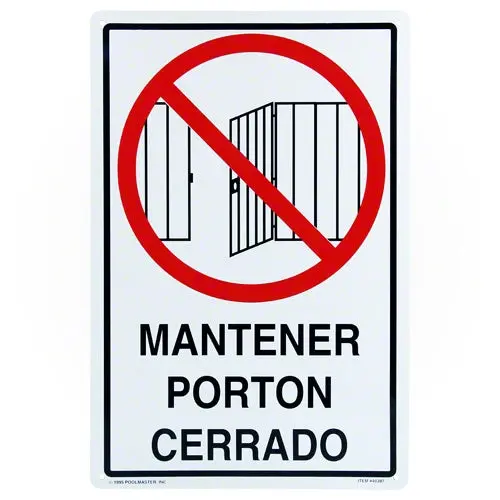 Poolmaster Keep Gate Closed Sign 40387 - Spanish 1