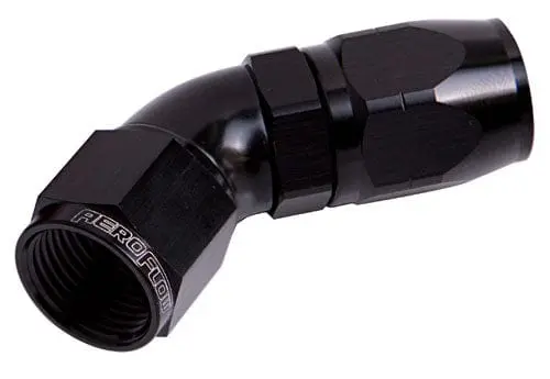 550 Series One-Piece Swivel Hose End — -8An Full-Flow 45° Black (Af552-08Blk) 1