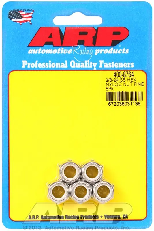 Arp Hex Nuts – Grade 8740 Chromoly Steel, 3/8"-24, Pack Of 10 (400-8764) 1