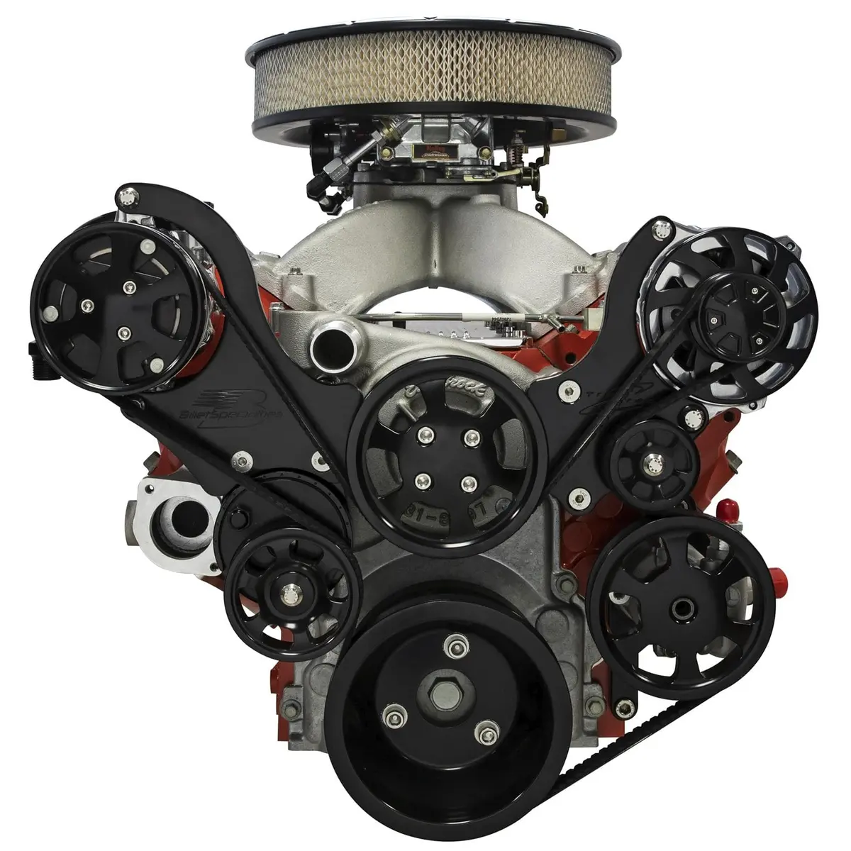 Billet Specialties Tru Trac Serpentine Drive System With A/C – Black Finish 1